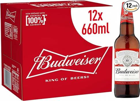 Budweiser 12 x 660ml Bottle 4.5% Newcorp T1@£10.30,IEFW T1@£10.25 ,cnf Riga@£10.85