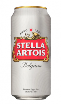 Stella 50cl cans / Budweiser 50cl cans / Newcastle Brown Ale bottles / Grolsch 50cl can / Strongbow