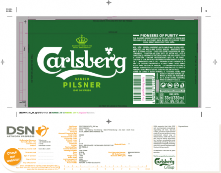 Carlsberg 5% can 0,33 SKU 20750 Spanish label