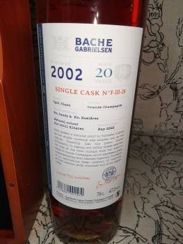 Bache-Gabrielsen 2002 20 years old - Cognac GC Vintage - Single Cask - b. 2022 - 70cl (+32 460 248 729)