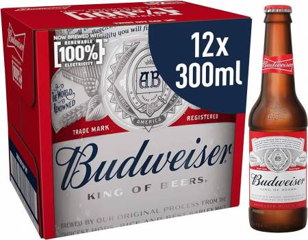 BUDWEISER  12 X 300 ML BOTTLE @ £ 5.05